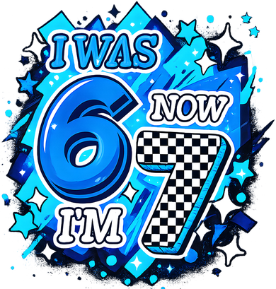 I Was 6 Now I'm 7 Birthday Blue Checkered Lightining  Coffee Mug