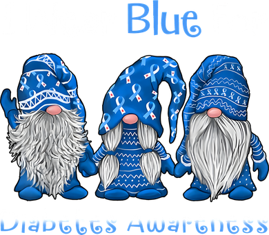 I Wear Blue For Diabetes Awareness Gnomes Blue Button
