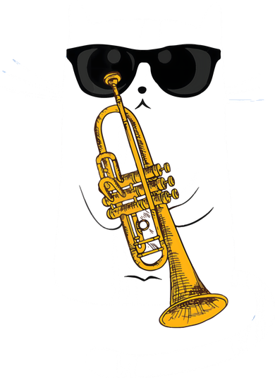 Jazz Funk Soul Cool Cute Cat Playing Trumpet Kids T-Shirt