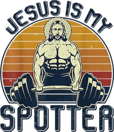 Jesus Is My Spotter Retro Vintage Jesus Gift Button