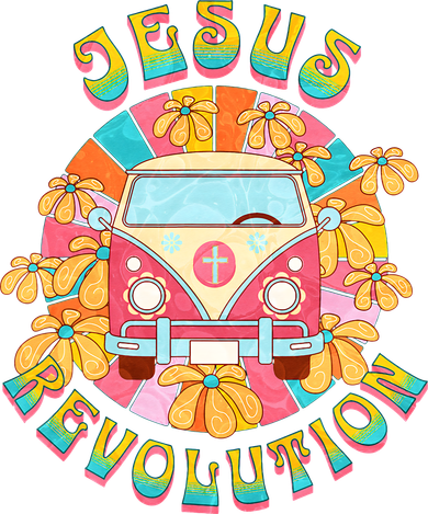 Jesus - Revolution People Retro Van Bus Christian Faith Polo