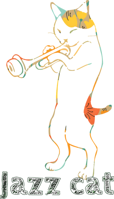 Jazz Trumpet Playing Kitty Cat Cool Jazz Cat Tee Kids T-Shirt