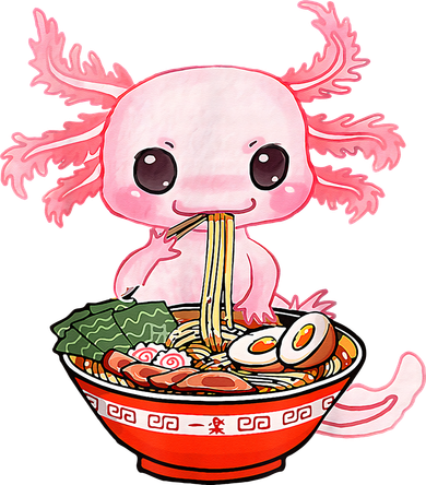 Kawaii Axolotl Eating Ramen Noodles Anime Gift Teens Baby Bodysuit