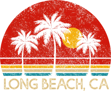 Long Beach California CA Surfer Retro Sunset Vintage Hoodie