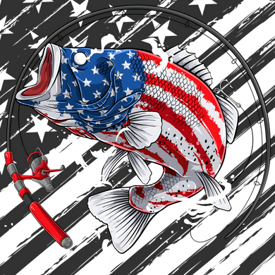 Largemouth Bass USA Flag Imprint Tote Bag