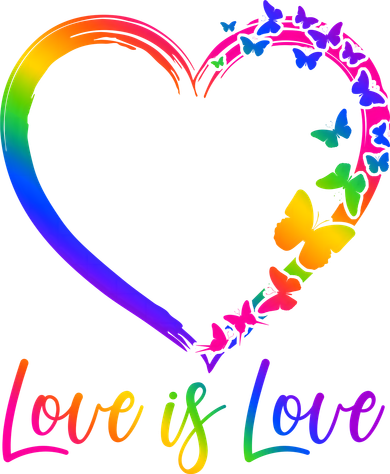 Love Is Love Rainbow Butterfly Heart Button