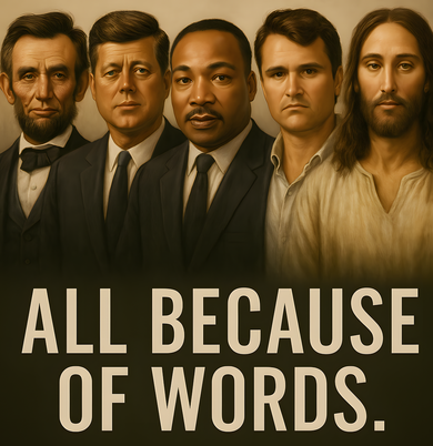 Lincoln Kennedy King Charlie Kirk Jesus All Because Of Words Coffee Mug