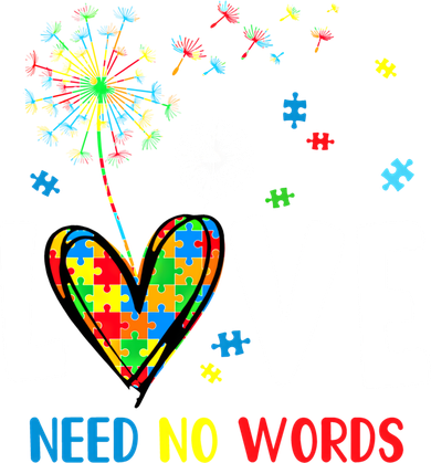 Love Needs No Words Autism Awareness Heart Puzzle Dandelion Funny Gift Long Sleeve Shirt