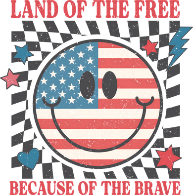 Land Of The Free Because Of The Brave Retro Smiley USA Flag Toddler Long Sleeve