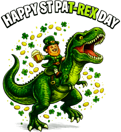 Leprechaun Riding Dino Happy Pat-rex Day T-rex Kids Sweatshirt