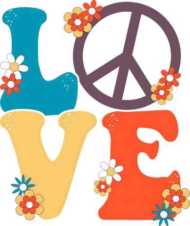 Love Retro Hippie Floral Peace Sign Tote Bag