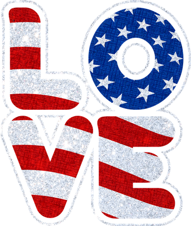 LOVE Red White And Blue Stars And Stripes Bucket Hat