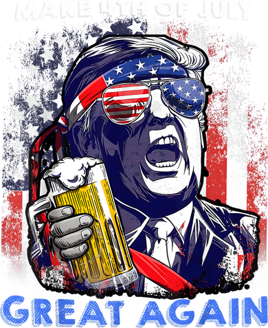 Make 4th Of July Great Again Funny Trump Drinking Beer T-Shirt