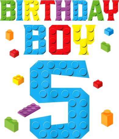 Master Builder 5th Birthday Boy 5 Five Year Building Bricks Kids Long Sleeve Shirt