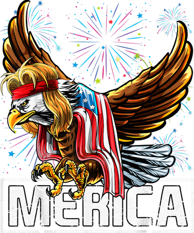 Merica Bald Eagle Mullet 4th of July American Flag Patriotic Women's Hoodie