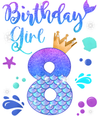 Mermaid Birthday Girl 8 Year Old Its My 8th Bday Mermaid Women's T-Shirt