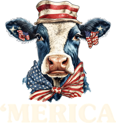 Merica Cow 4th Of July American Flag Toddler Long Sleeve