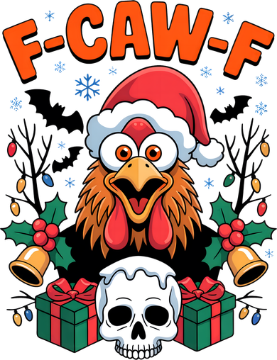 Merry Christmas F-Caw-F Chicken Spooky Skull Women's T-Shirt