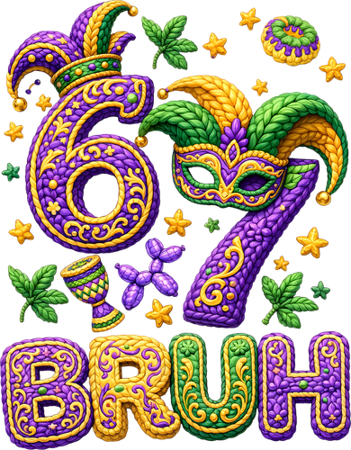 Mardi Gras 67 Bruh Funny 6-7 Meme Hat