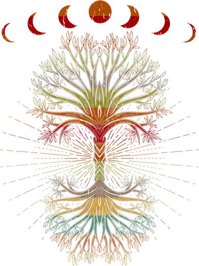 Moon Hippie 60s 70s Vibe Trees Of Life Retro Graphic Doggie Tank