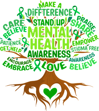 Mental Health Awareness Tree Drawing Word Kids Long Sleeve Shirt