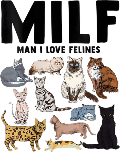 MILF Man I Love Felines Funny Cat Vintage Kids T-Shirt