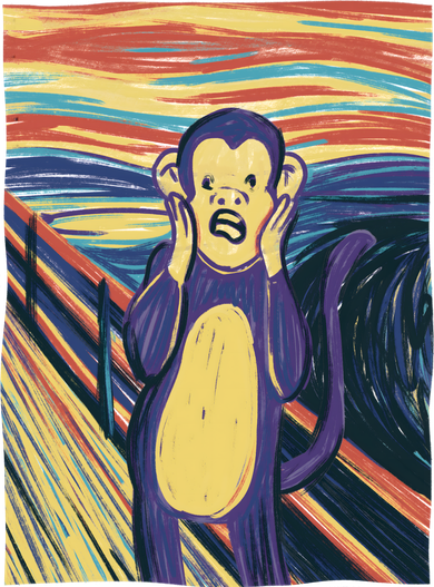 Monkey Screaming Painting Parody Apron