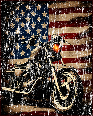 Motorcycle USA Flag Retro Biker Baby Bodysuit