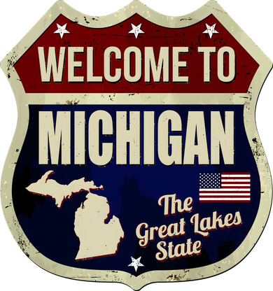 Michigan Vintage Metal Road Sign Logo Women's V-Neck T-Shirt