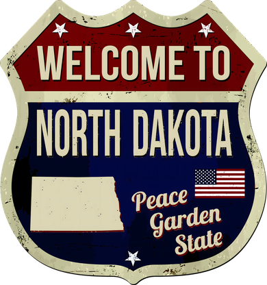 North Dakota Vintage Metal Road Sign Logo Baby Bodysuit