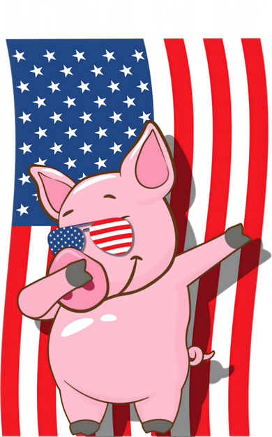 National Pig Day Dabbing Usa Flag Gift Kids T-Shirt