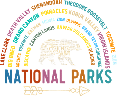 National Parks USA List Word Cloud Bear Camping Golf Towel