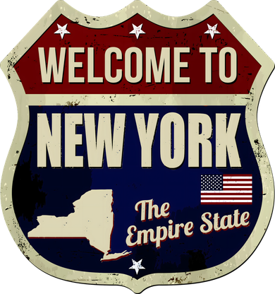 New York Vintage Metal Road Sign Logo Button