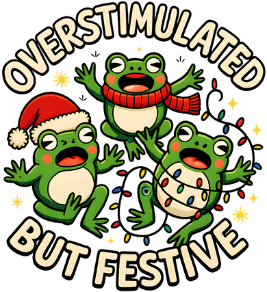 Overstimulated But Festive Frogs Christmas Funny Doggie Tank