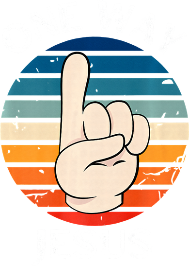 One Way Jesus People Christian Revolution Finger Up Retro T-Shirt