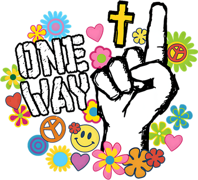 One Way Jesus People Christian Revolution Finger Up Retro T-Shirt