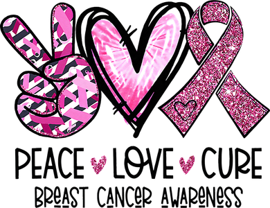 Peace Love Cure Pink Ribbon Cancer Breast Awareness Women's T-Shirt