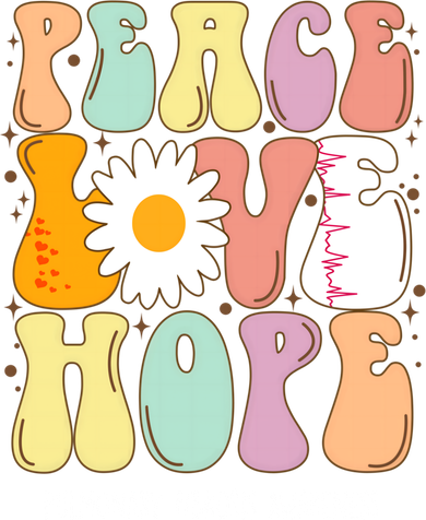 Peace Love Hope Pulmonary Fibrosis Awareness Gift Button