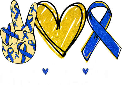 Peace Love Hope Alopecia Awareness Blue Ribbon Button