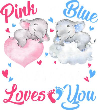 Pink Or Blue Grandma Loves You Elephants-baby Gender Reveal Toddler T-Shirt