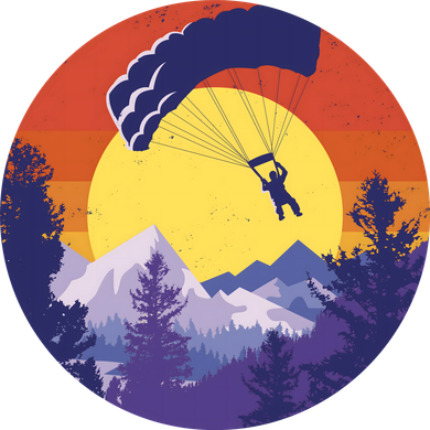 Parachute Skydiving Retro Sunset Ornament