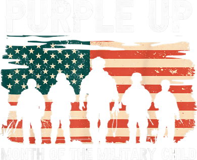 Purple Up For Military Kid Military Child Month US Flag Flat Bill Trucker Hat