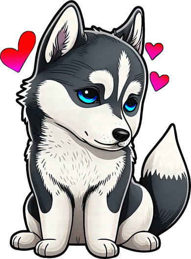 Pomsky Valentine Husky and Pomeranian Puppy With Hearts Button