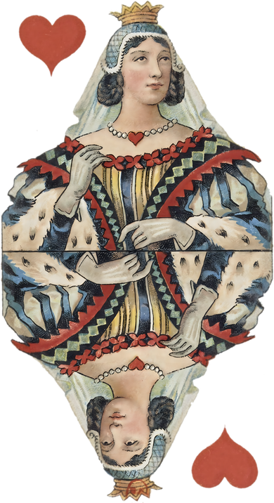 Queen Of Hearts French Art Nouveau Deco Painted Playing Card Gift Coffee Mug