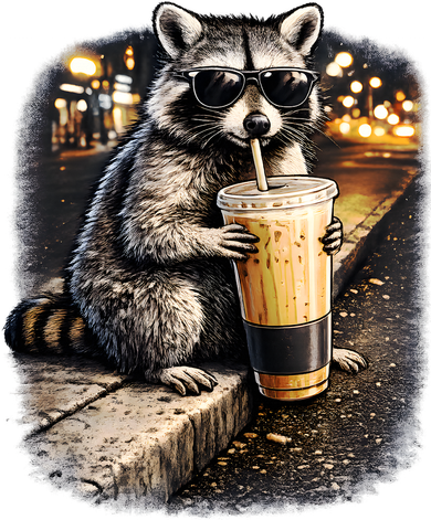 Raccoon Drinking Iced Coffee Tank Top