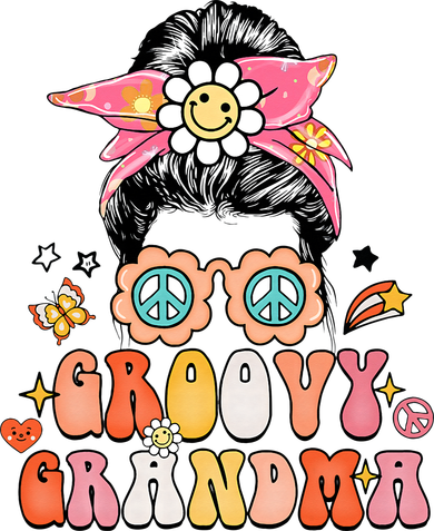 Retro Groovy Grandma Messy Bun  Hippie Family Matching Women's Dry Zone Grid Polo