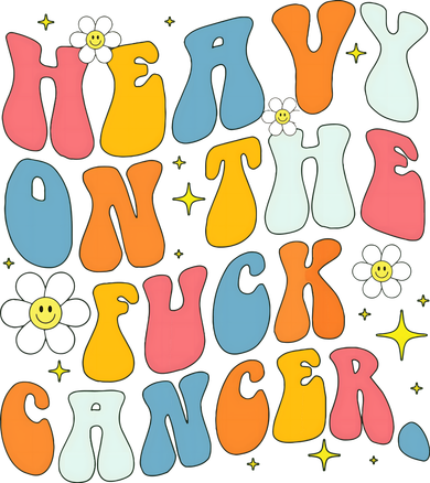 Retro Groovy Heavy On The Fuck Cancer Distressed Awareness Kids T-Shirt