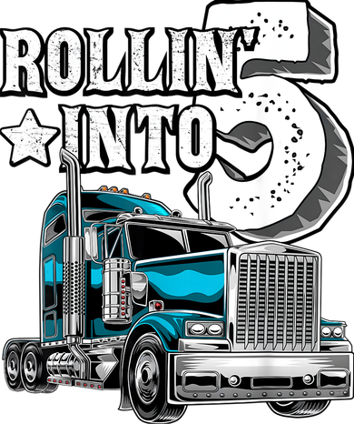 Rollin into 5 Big Rig Semi-Trailer Truck 5th Birthday Gift Women's Hoodie