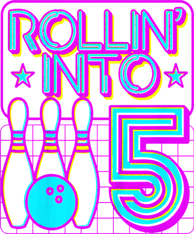 Rollin Into 5 Bowling Bowler 5th Birthday Party Kids Hoodie