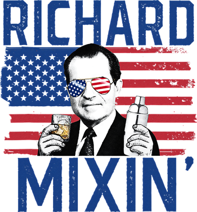 Richard Mixin' 4th Of July Funny Drinking President Nixon Hooded Wearable Blanket